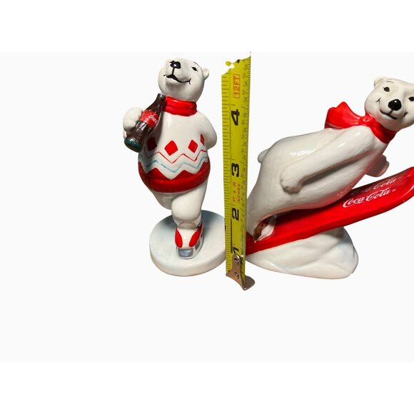 Coca-Cola Polar Bear Figurines Set   Ice Skating & Sledding  Holiday Decor - Picture 11 of 12